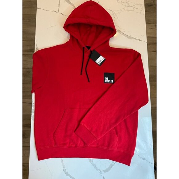 The Kooples Men's Red Cotton‎ Fleece Hoodie XL Logo Patch & Kangaroo Pocket - Picture 2 of 12